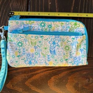 Vibrant Blue Owl Print Wristlet
